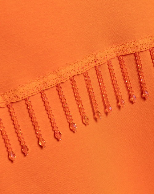 CHLOE - JERSEY OVERSIZE NARANJA CON FLECOS