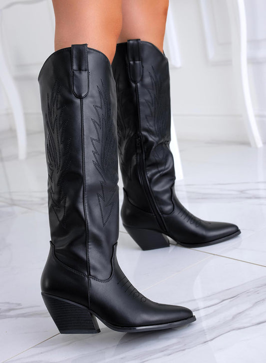 KARINA - BOTAS CAMPERAS NEGRAS EFECTO PIEL