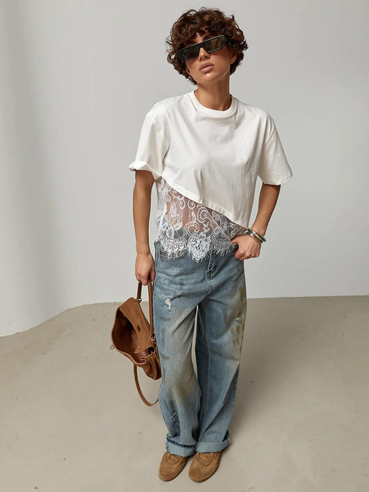 VERA - CAMISETA CON DETALLE DE ENCAJE