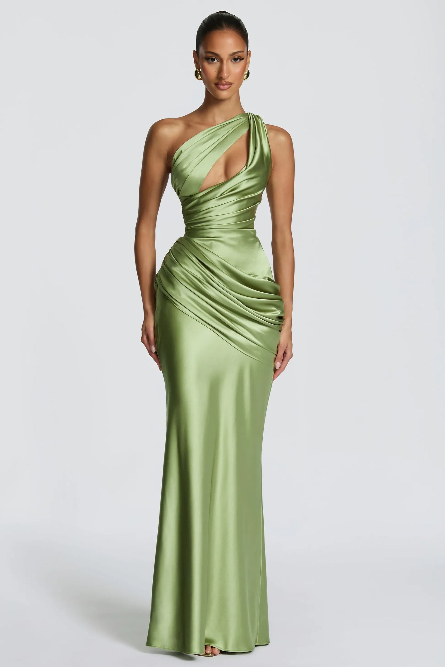 OLIVIA - VESTIDO MAXI SATÉN UN HOMBRO