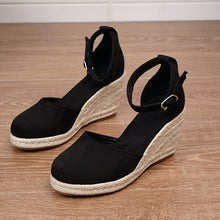 MARINA - SANDALIAS DE CUÑA BAJA NEGRO ONYX