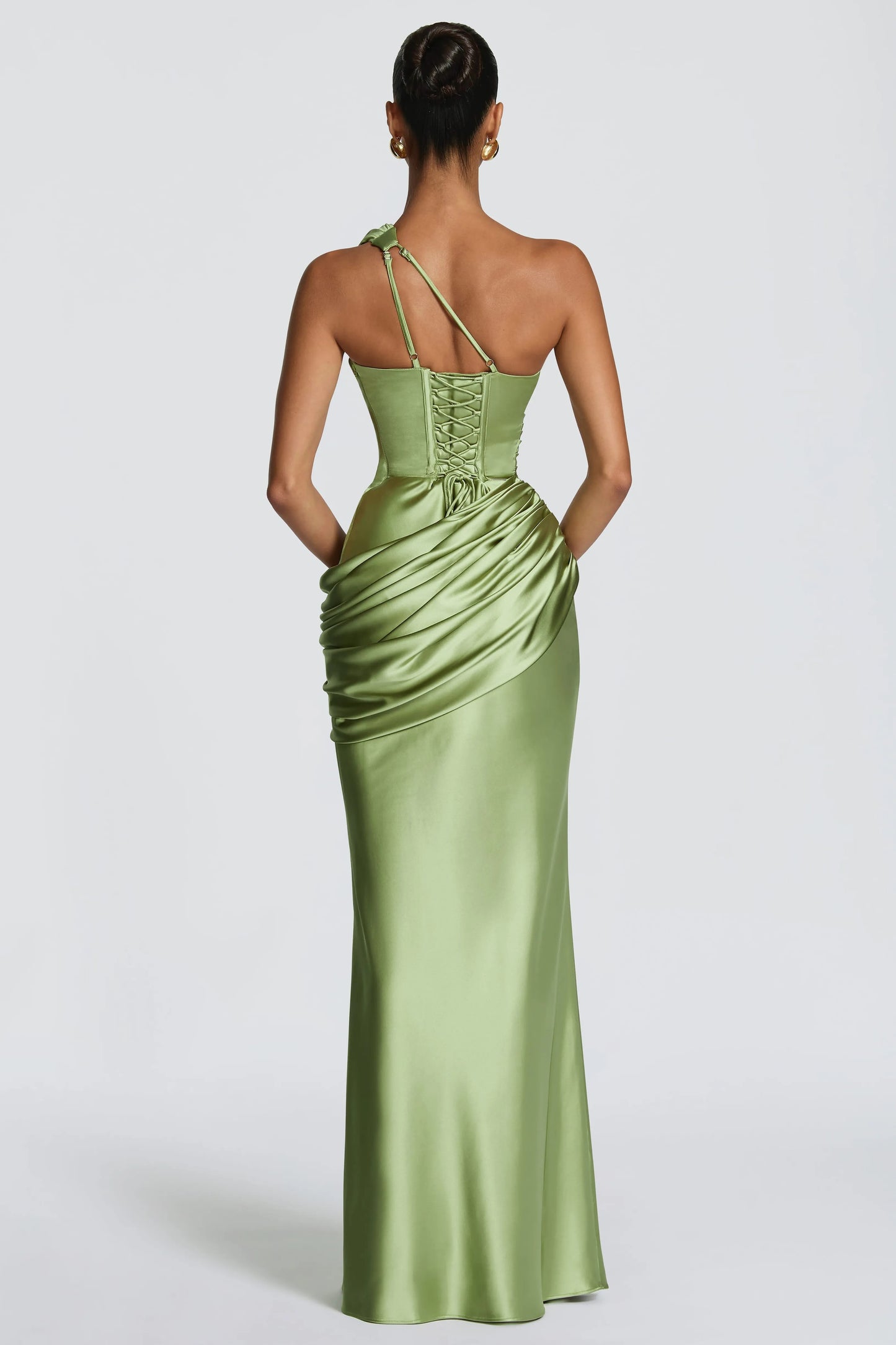 OLIVIA - VESTIDO MAXI SATÉN UN HOMBRO