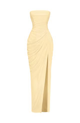 SIENA – VESTIDO CON CORSÉ Y DRAPEADO ASIMÉTRICO