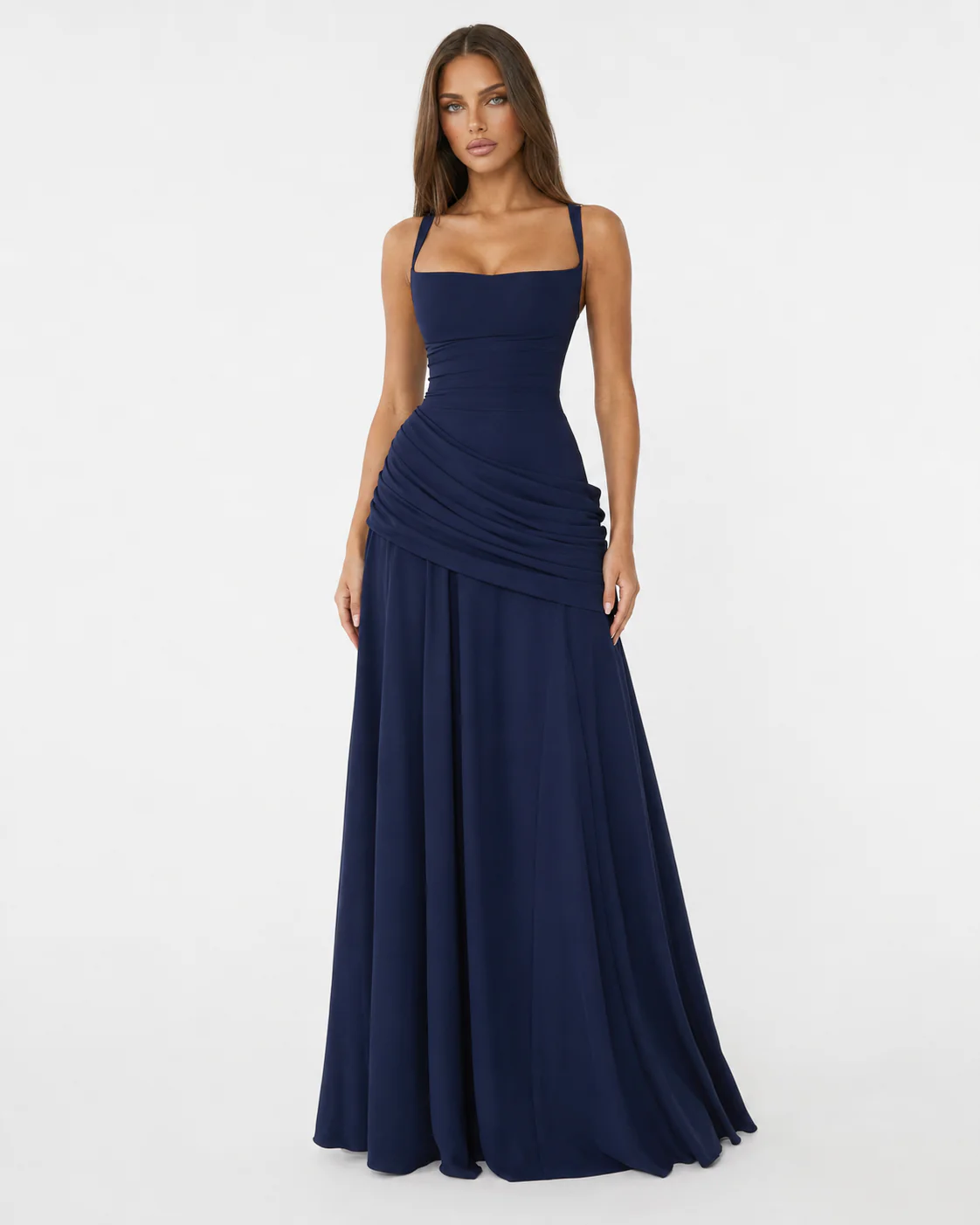 ENIE – VESTIDO MAXI CON ESCOTE DRAPEADO