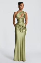 OLIVIA - VESTIDO MAXI SATÉN UN HOMBRO