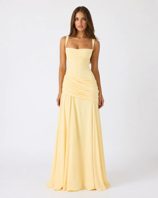 ENIE – VESTIDO MAXI CON ESCOTE DRAPEADO