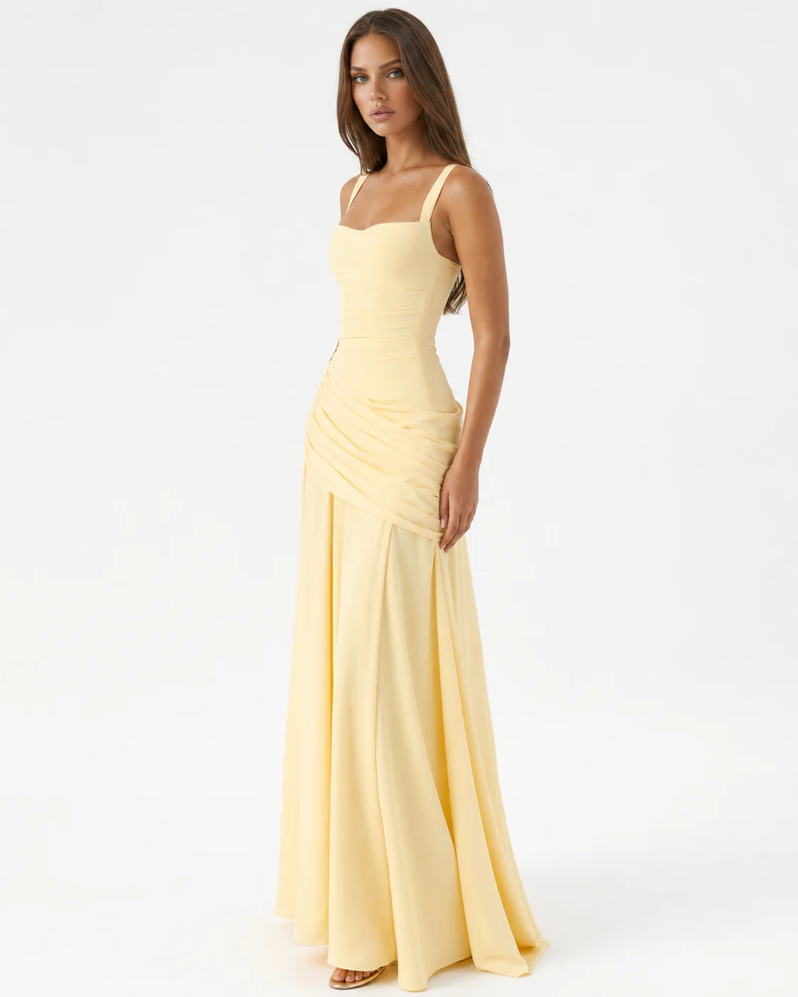 ENIE – VESTIDO MAXI CON ESCOTE DRAPEADO