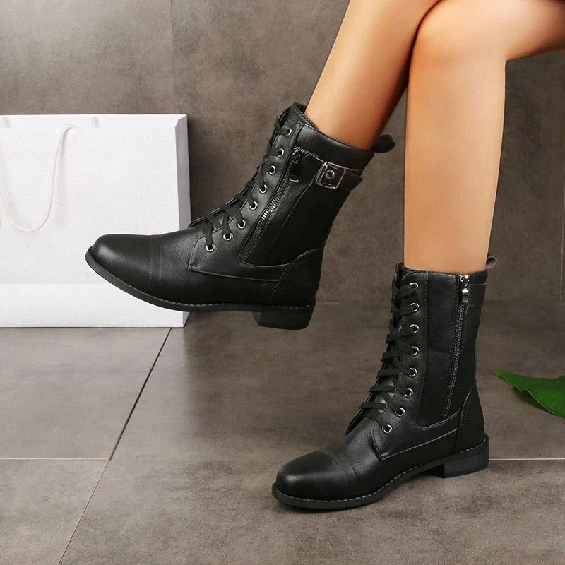 SAGRA - BOTAS DE PIEL CON CREMALLERA LATERAL