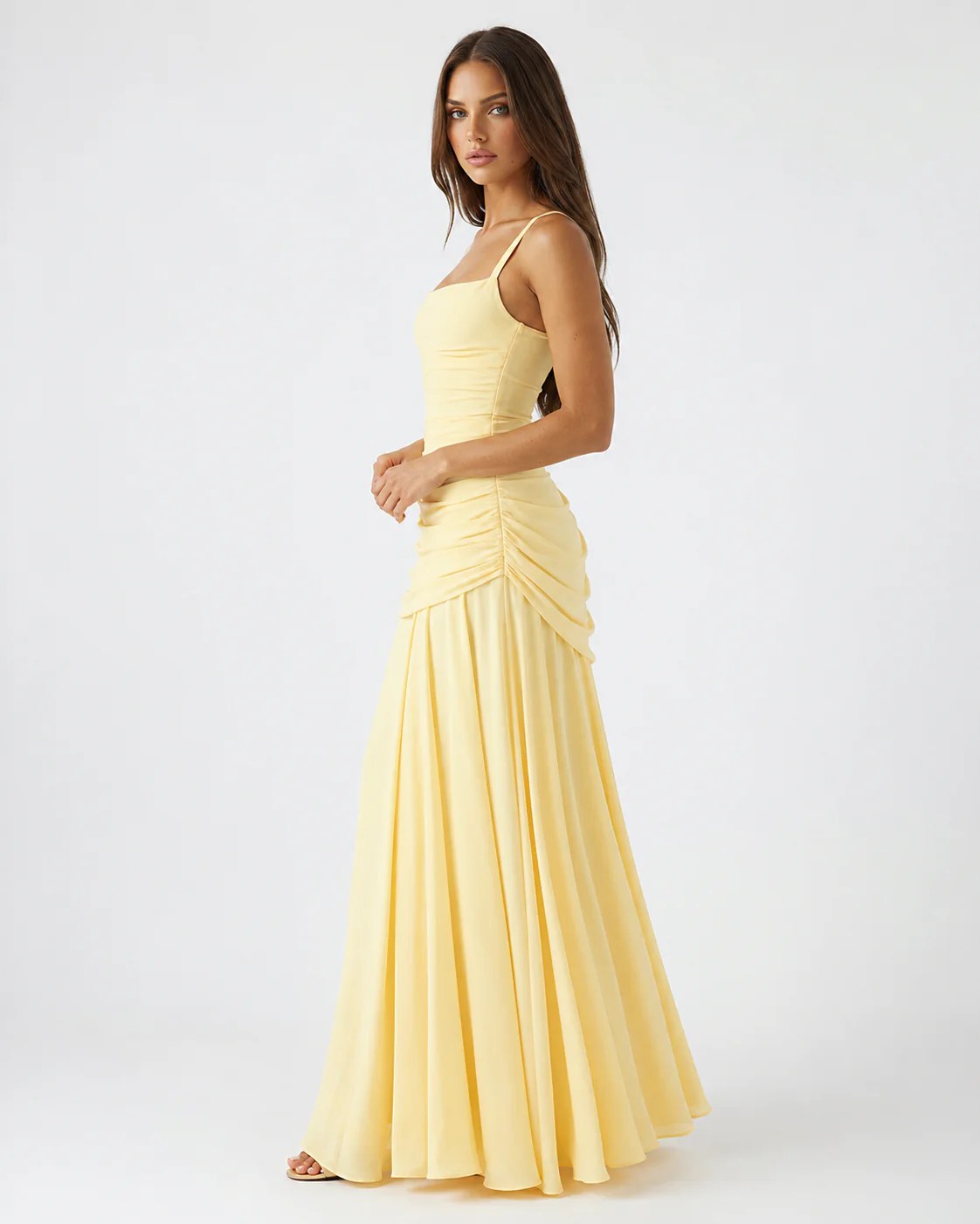 ENIE – VESTIDO MAXI CON ESCOTE DRAPEADO