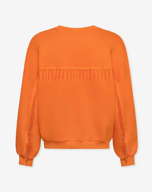 CHLOE - JERSEY OVERSIZE NARANJA CON FLECOS