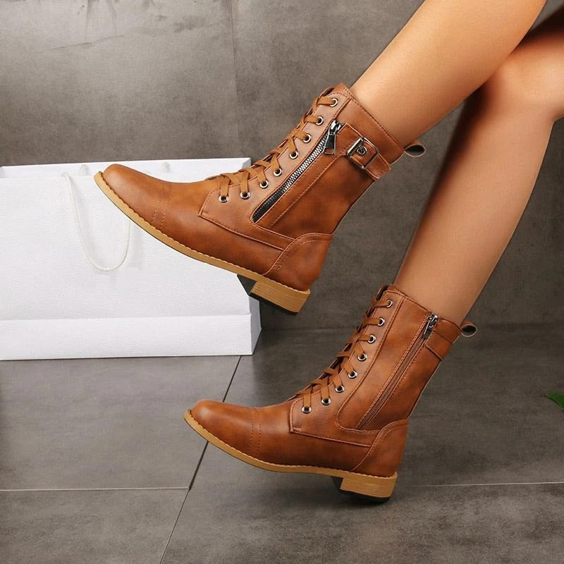 SAGRA - BOTAS DE PIEL CON CREMALLERA LATERAL