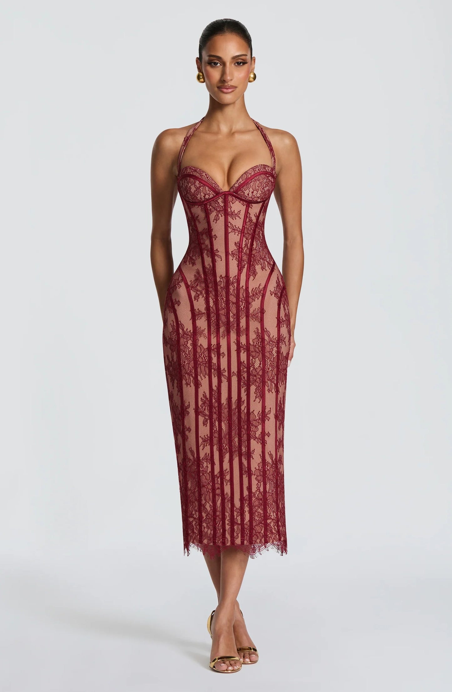 CELESTE - VESTIDO MIDI ENCAJE FLORAL