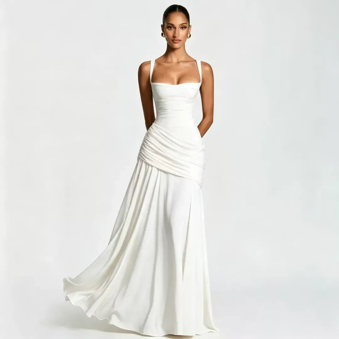 ENIE – VESTIDO MAXI CON ESCOTE DRAPEADO