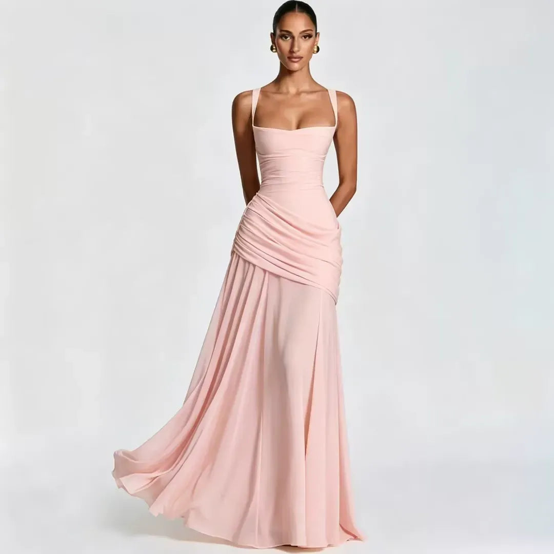 ENIE – VESTIDO MAXI CON ESCOTE DRAPEADO