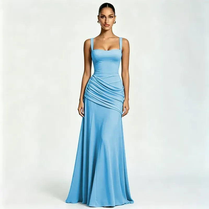 ENIE – VESTIDO MAXI CON ESCOTE DRAPEADO