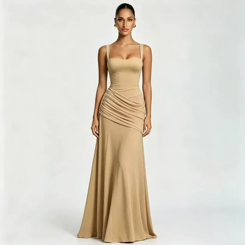 ENIE – VESTIDO MAXI CON ESCOTE DRAPEADO