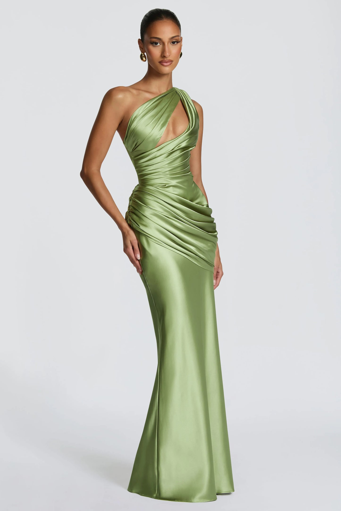 OLIVIA - VESTIDO MAXI SATÉN UN HOMBRO