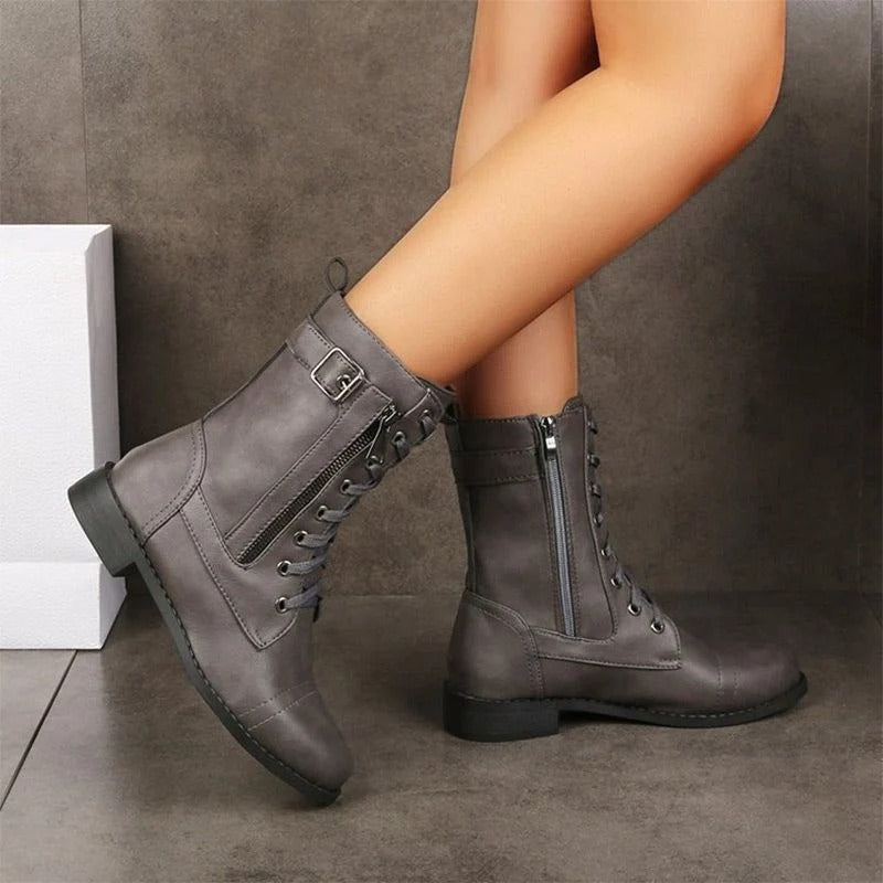 SAGRA - BOTAS DE PIEL CON CREMALLERA LATERAL