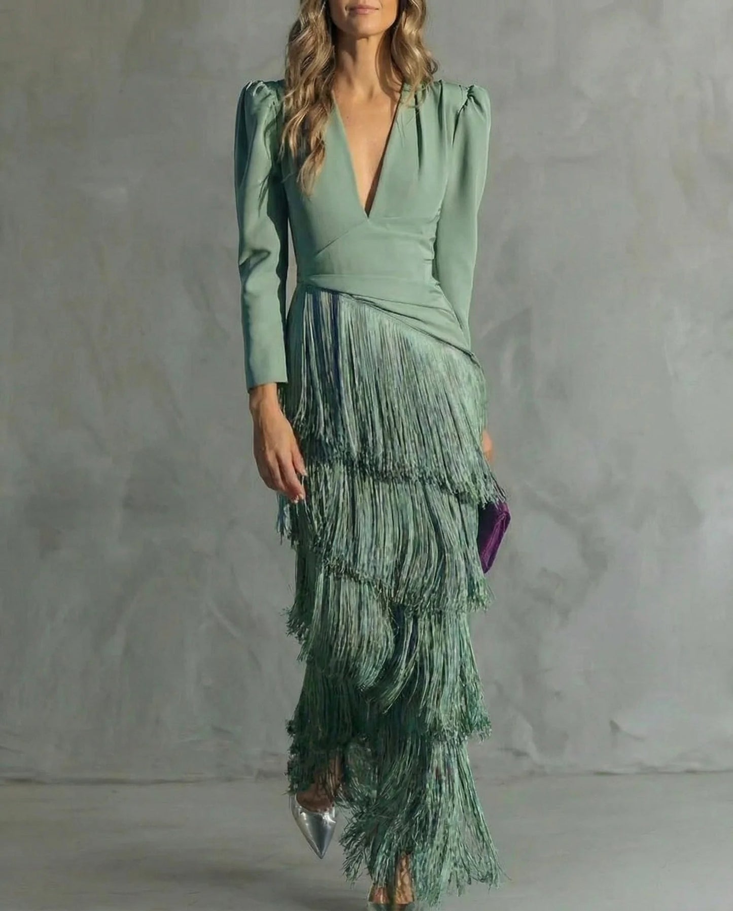 CAROLINA - VESTIDO SOFISTICADO DE FLECOS