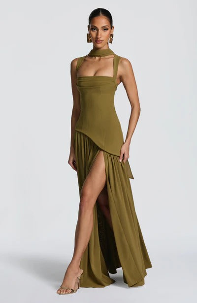 AURORA – VESTIDO MAXI CON ABERTURA
