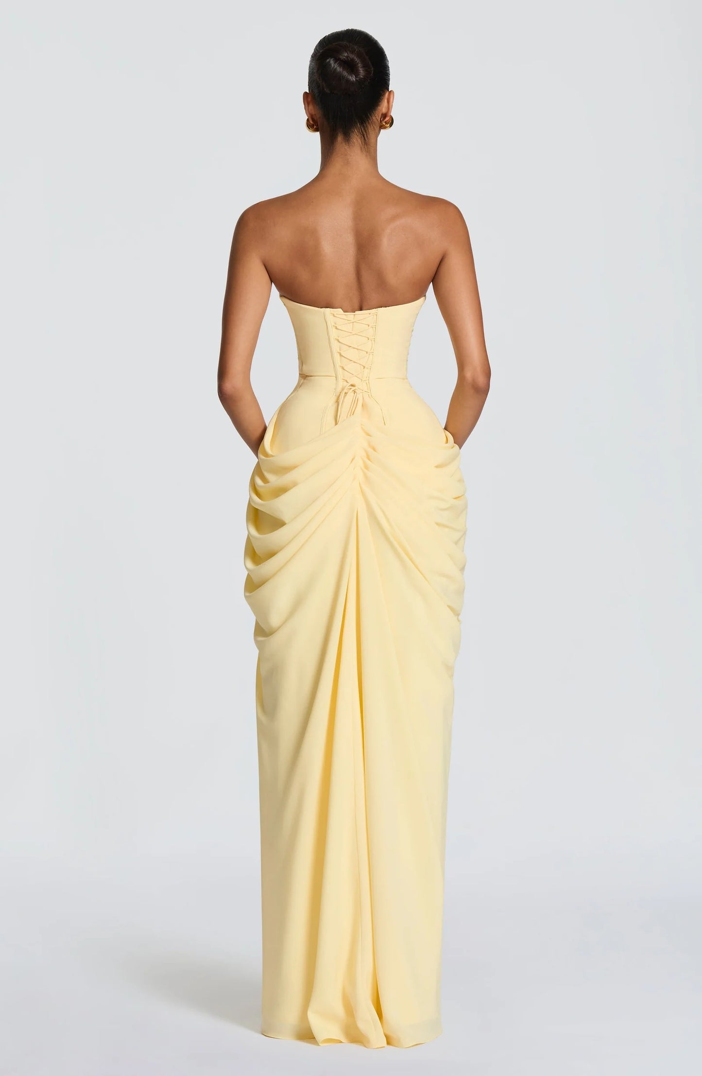 SIENA – VESTIDO CON CORSÉ Y DRAPEADO ASIMÉTRICO