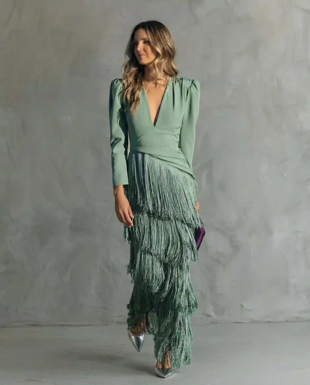 CAROLINA - VESTIDO SOFISTICADO DE FLECOS