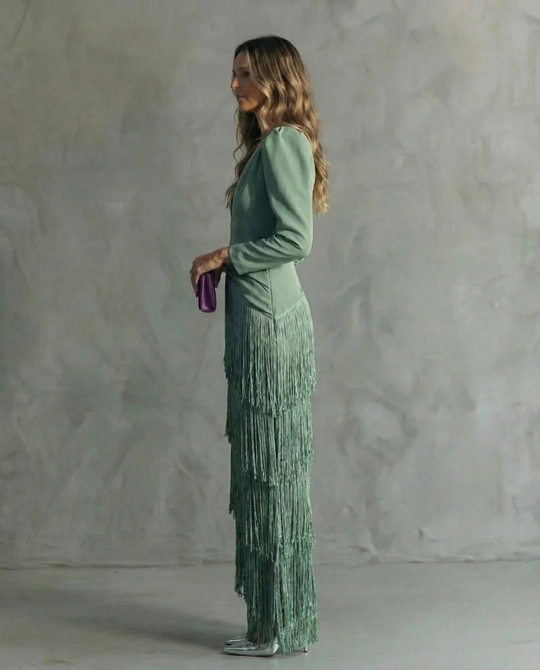 CAROLINA - VESTIDO SOFISTICADO DE FLECOS