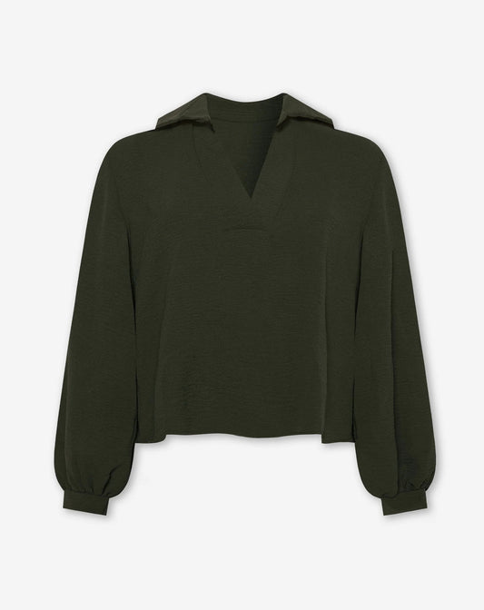 Julia top estilo polo verde oliva