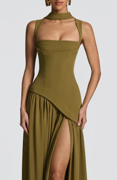 AURORA – VESTIDO MAXI CON ABERTURA