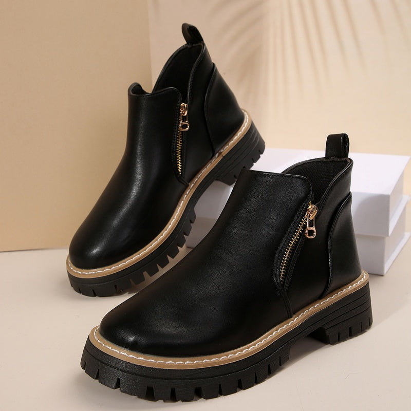 MARTINA - Botines negros con cremallera lateral, detalle