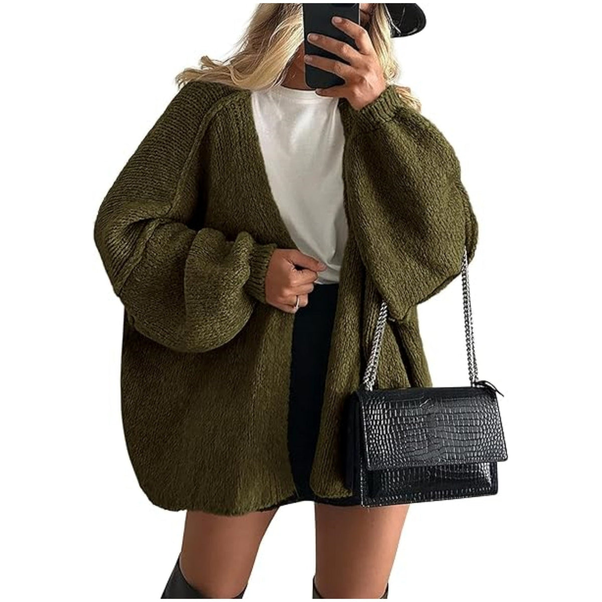 CARMEN - Cardigan oversize de punto, verde