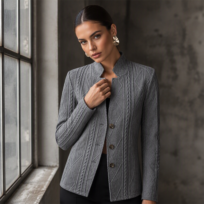 CLARA - Blazer de punto, gris, vista de detalle